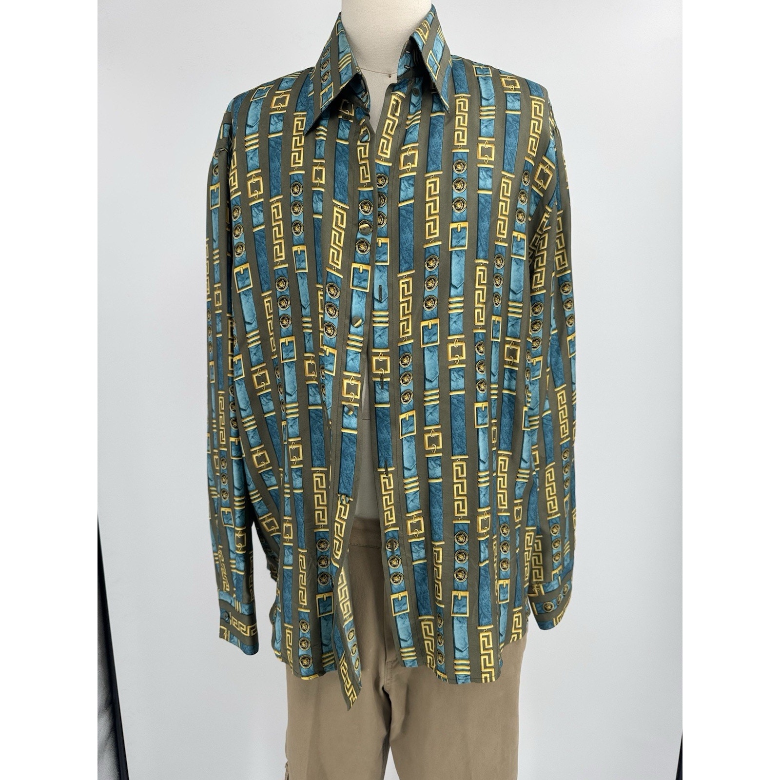 Vintage Gianni Versace Medusa Print Silk Shirt Sz 54 Us Large(Bl100thrifty